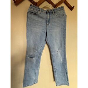 Universal Thread Jeans Women 8/29 Mid Rise Rip Straight Blue Denim Boho Stretch